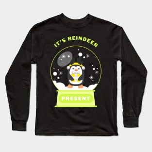 It Is Reindeer Present Penguin (Yellow) Long Sleeve T-Shirt